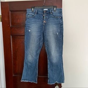 Loft Crop Flare Raw Hem Jeans